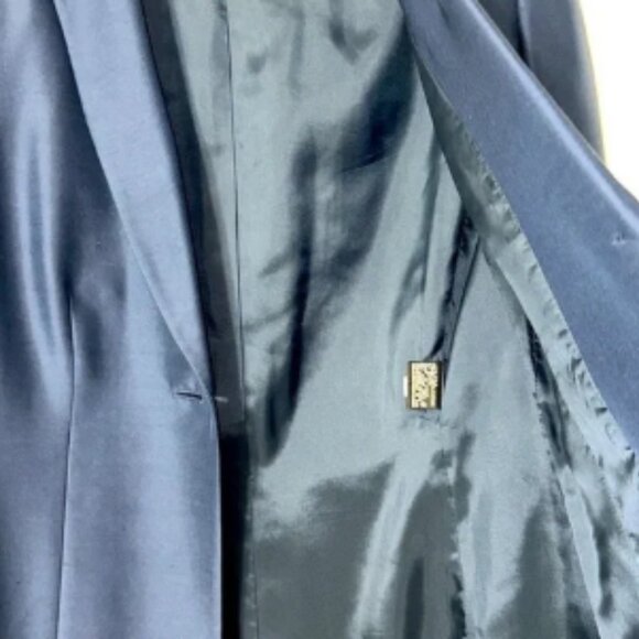Vintage Kasper 100% Silk Navy Blue Jacket size 4 - Picture 3 of 5